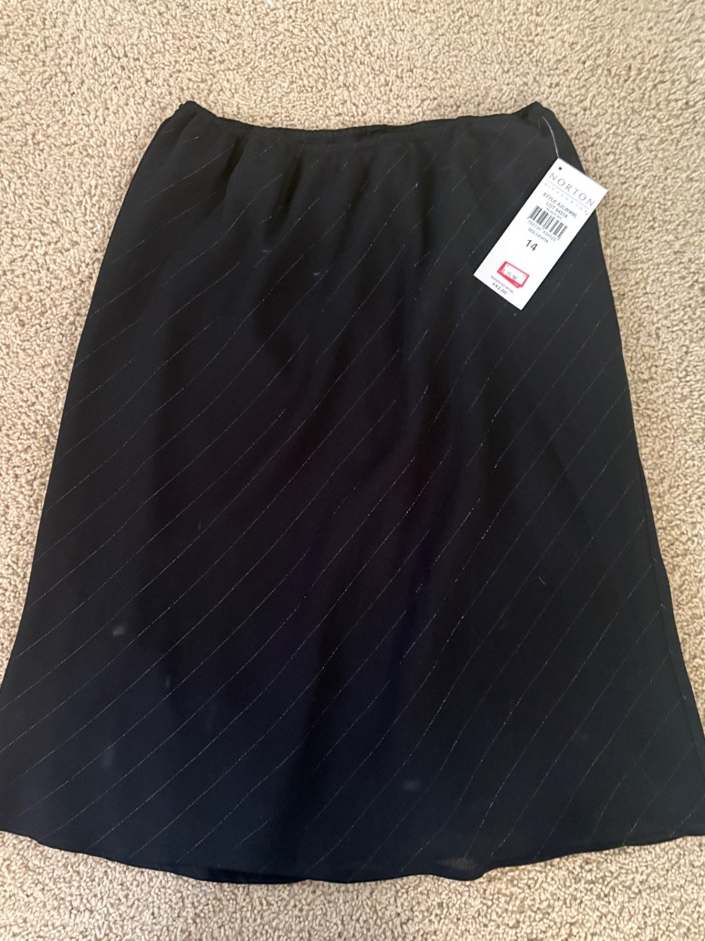 Norton McNaughton Black Pinstripe A-Line Skirt